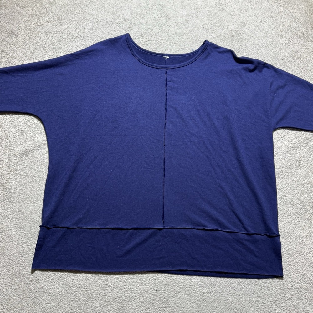 Spanx Sweatshirt Womens 1X Blue Dolman Sleeve Oversized Relaxed Boyfriend Top - Picture 2 of 12